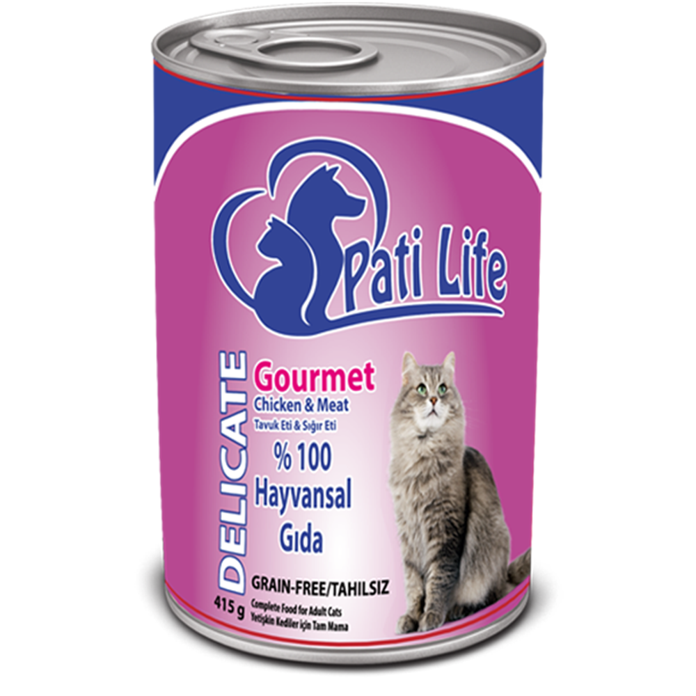 24'lü Pati Life Tavuk ve Sığır Etli Kedi Konserve Gourmet Mama