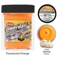 Berkley PowerBait Doğal Kokulu Glitter (Simli) Alabalık Hamuru - Fluorescent Orange