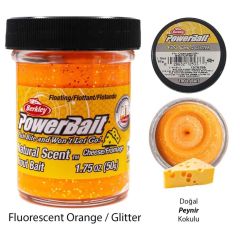 Berkley PowerBait Doğal Kokulu Glitter (Simli) Alabalık Hamuru - Fluorescent Orange / Glitter
